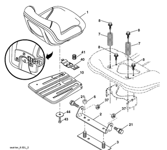 Seat Diagram and Parts List for 2012-01 Husqvarna Lawn Tractor