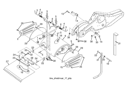 Tine Shield Diagram and Parts List for  Husqvarna Tiller