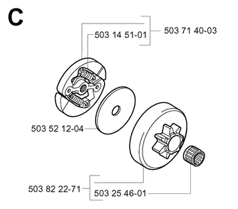 Clutch Diagram and Parts List for 20011800001-Current Husqvarna Chainsaw