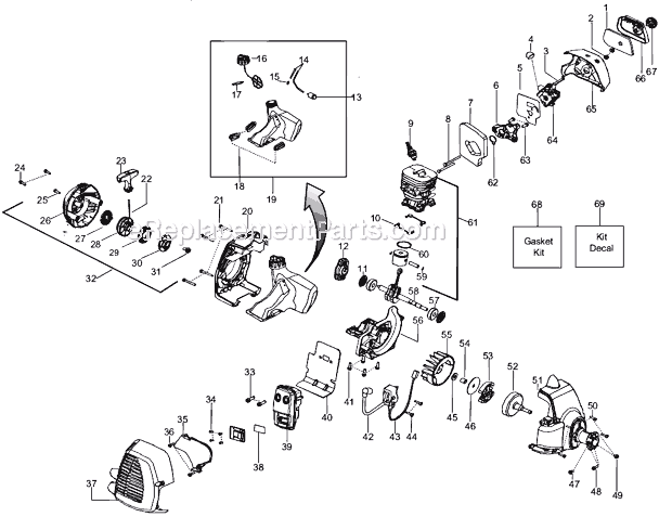 Page B Diagram and Parts List for  Husqvarna Trimmer