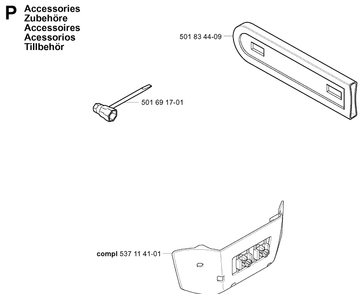 Accessories Diagram and Parts List for 20031800001-20034400000 Husqvarna Chainsaw