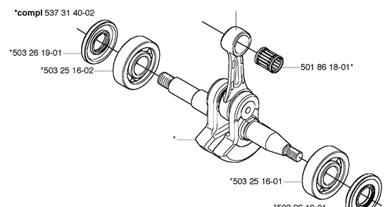 Crankshaft Diagram and Parts List for (Rancher)(2006-06) Husqvarna Chainsaw