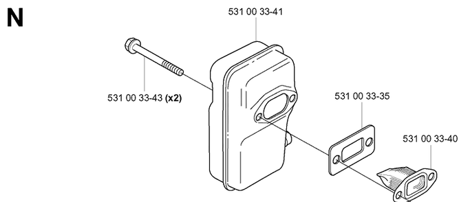 Muffler Diagram and Parts List for 20053300001-Current Husqvarna Leaf Blower / Vacuum