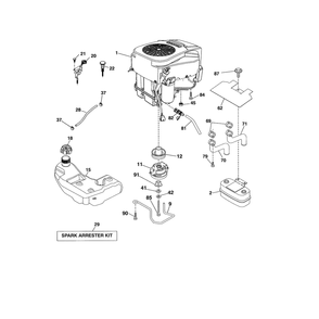 Engine Diagram and Parts List for  Husqvarna Lawn Tractor