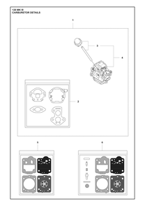 Carburetor Details Diagram and Parts List for  Husqvarna Chainsaw