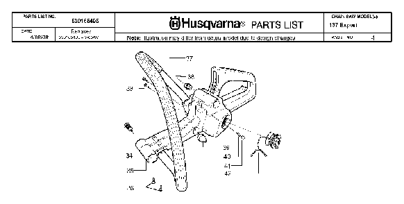 Fuel Tank And Handle Diagram and Parts List for 20082200001 Husqvarna Chainsaw