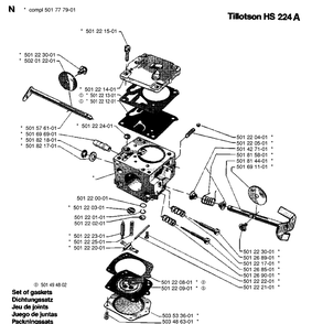 Carburetor Details Diagram and Parts List for  Husqvarna Chainsaw