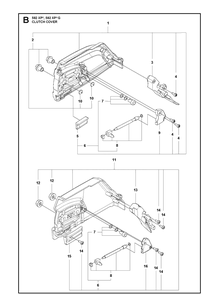 Clutch Cover Diagram and Parts List for 592 XP-G Husqvarna Chainsaw