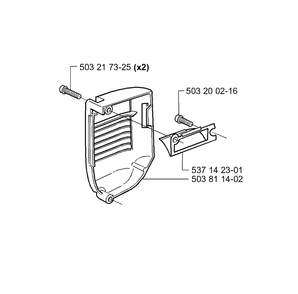 Muffler Cover Diagram and Parts List for 2001-05 Husqvarna Chainsaw