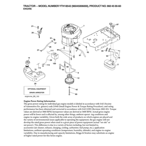Engine Diagram and Parts List for  Husqvarna Lawn Tractor