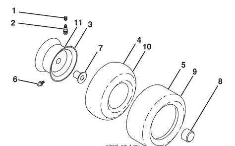 Wheels And Tires Diagram and Parts List for (96043006100)(2009-04) Husqvarna Lawn Mower