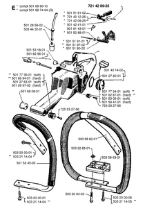 Fuel Tank And Handle Diagram and Parts List for  Husqvarna Chainsaw