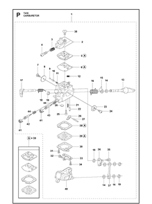 Carburetor Diagram and Parts List for  Husqvarna Chainsaw