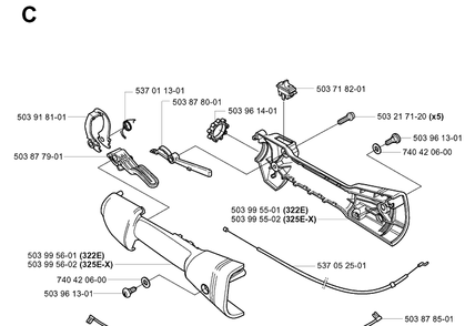 Throttle Controls Diagram and Parts List for 20010100001-Current Husqvarna Edger