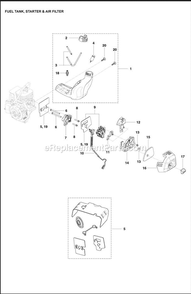 Fuel Tank Diagram and Parts List for  Husqvarna Trimmer