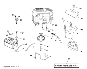 Engine Diagram and Parts List for (96043018100)(2013-09) Husqvarna Lawn Tractor