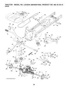 Drive Diagram and Parts List for 2009-01 Husqvarna Lawn Tractor
