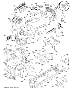 Chassis Diagram and Parts List for (96043006400)(2008-11) Husqvarna Lawn Mower