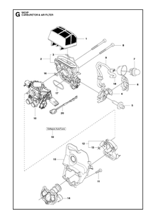 Carburetor Air Filter Diagram and Parts List for 2013-01 Husqvarna Chainsaw