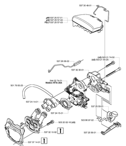 Air Filter / Carburetor Diagram and Parts List for (Rancher)(2006-06) Husqvarna Chainsaw