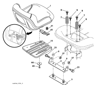 Seat Diagram and Parts List for (96043012301)(2011-08) Husqvarna Lawn Tractor