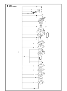 Carburetor Diagram and Parts List for  Husqvarna Leaf Blower / Vacuum