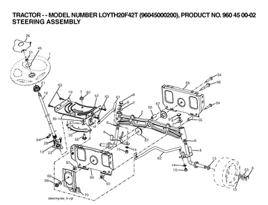Steering Diagram and Parts List for (96045000200)(2006) Husqvarna Lawn Tractor