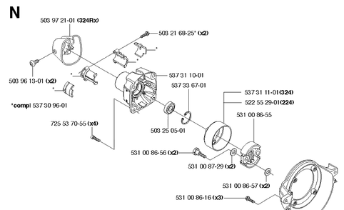 Clutch Diagram and Parts List for  Husqvarna Edger