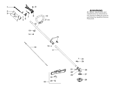 Shaft And Handle Diagram and Parts List for 952711953 Husqvarna Edger