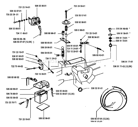 Page F Diagram and Parts List for 1993-05 Husqvarna Lawn Tractor