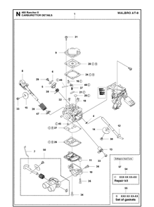 Carburetor Details Diagram and Parts List for RANCHER II Husqvarna Chainsaw