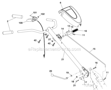 Handle_Assembly Diagram and Parts List for  Husqvarna Tiller