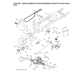 Drive Diagram and Parts List for  Husqvarna Lawn Tractor