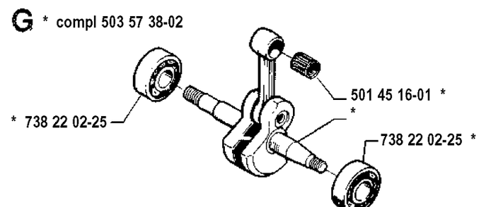 Crankshaft Diagram and Parts List for 19914000001-19942300000 Husqvarna Chainsaw