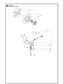 Clutch Oil Pump Diagram and Parts List for 2013-01 Husqvarna Chainsaw
