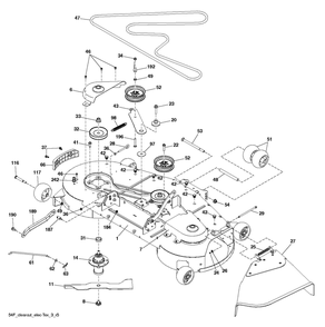 Mower Deck / Cutting Deck Diagram and Parts List for  Husqvarna Lawn Tractor
