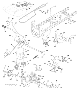 Drive Diagram and Parts List for (96043006100)(2009-04) Husqvarna Lawn Mower