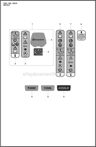 Decals Diagram and Parts List for  Husqvarna Trimmer