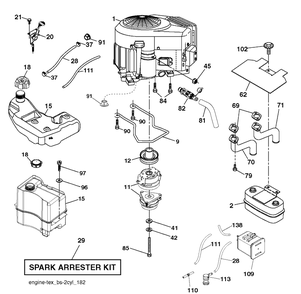 Engine Diagram and Parts List for  Husqvarna Lawn Tractor