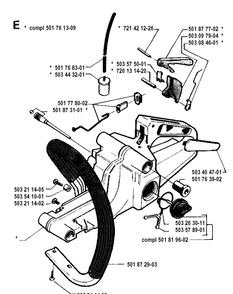 Fuel Tank And Handle Diagram and Parts List for 19900100001-19914000000 Husqvarna Chainsaw