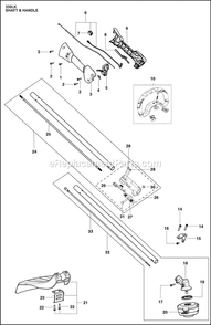 Shaft And Handle Diagram and Parts List for  Husqvarna Trimmer