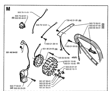 Electrical Diagram and Parts List for 19954900001-19960900000 Husqvarna Chainsaw