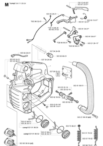 Fuel Tank And Handle Diagram and Parts List for 20031800001-20034400000 Husqvarna Chainsaw
