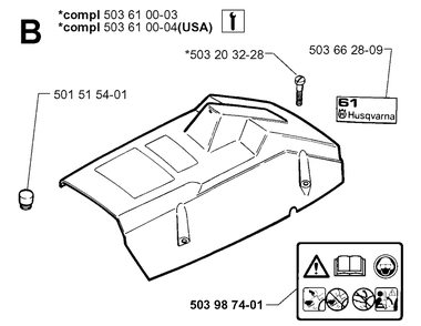 Cover Diagram and Parts List for 19993100001-20014000000 Husqvarna Chainsaw
