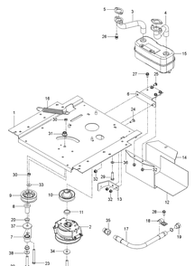 Engine Mounting, Guards And Muffler Diagram and Parts List for  Husqvarna Lawn Mower