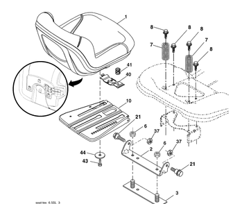 Seat Assembly Diagram and Parts List for (96043004900)(2008-03) Husqvarna Lawn Mower
