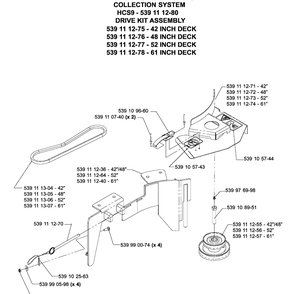 Accessories Hcs9 Collection System Drive Kit Diagram and Parts List for IZ5225TXPKOA (968999307)(2005-12) Husqvarna Lawn Mower