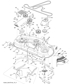 Mower Deck Diagram and Parts List for (96043006100)(2009-04) Husqvarna Lawn Mower