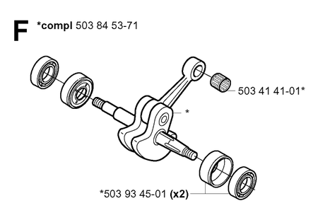 Crankshaft Diagram and Parts List for 20011800001-Current Husqvarna Chainsaw