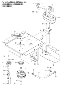 Engine Mounting, Guards And Muffler Diagram and Parts List for  Husqvarna Lawn Mower